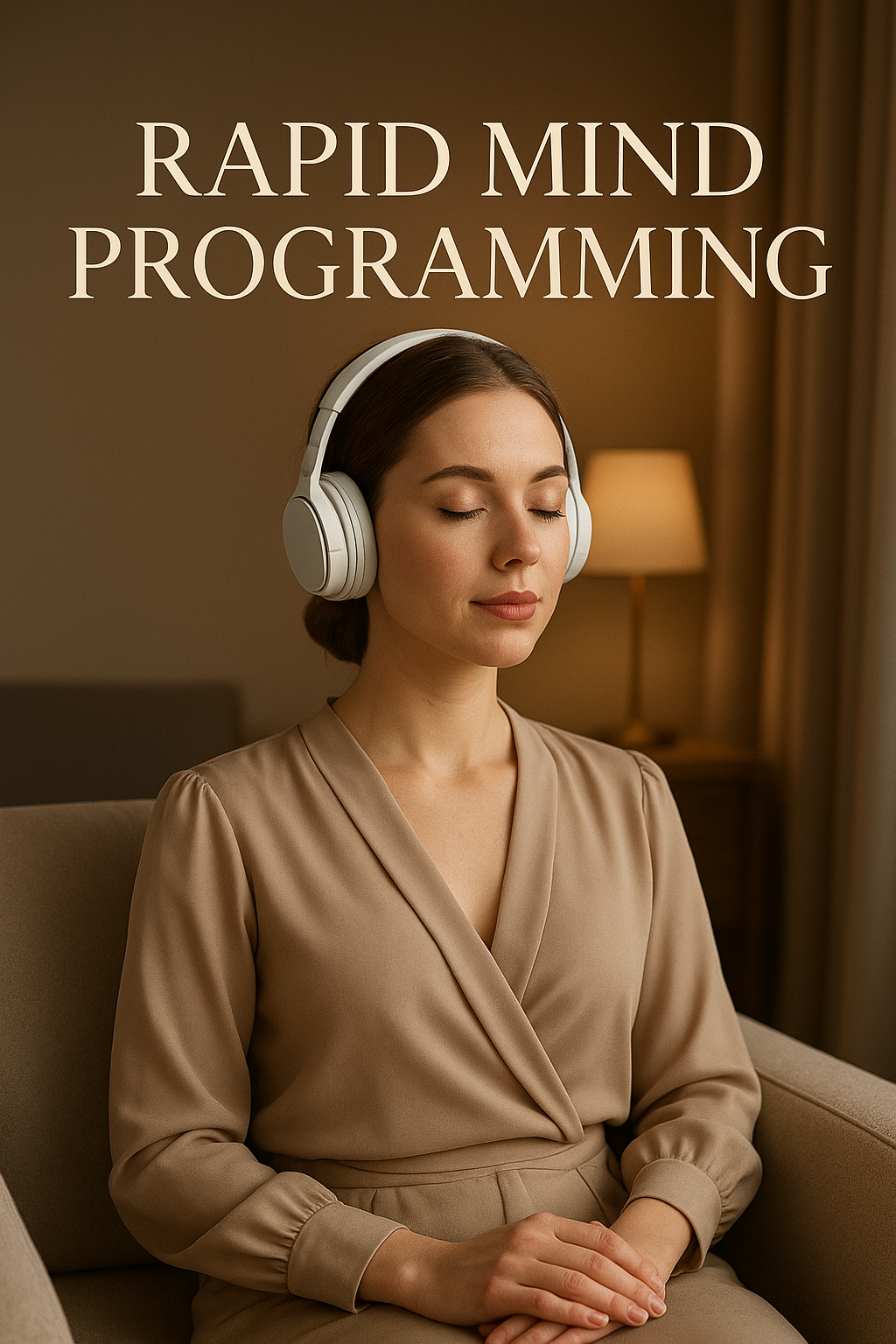 Woman wearing headphones with 'Rapid Mind Programming' text above her.